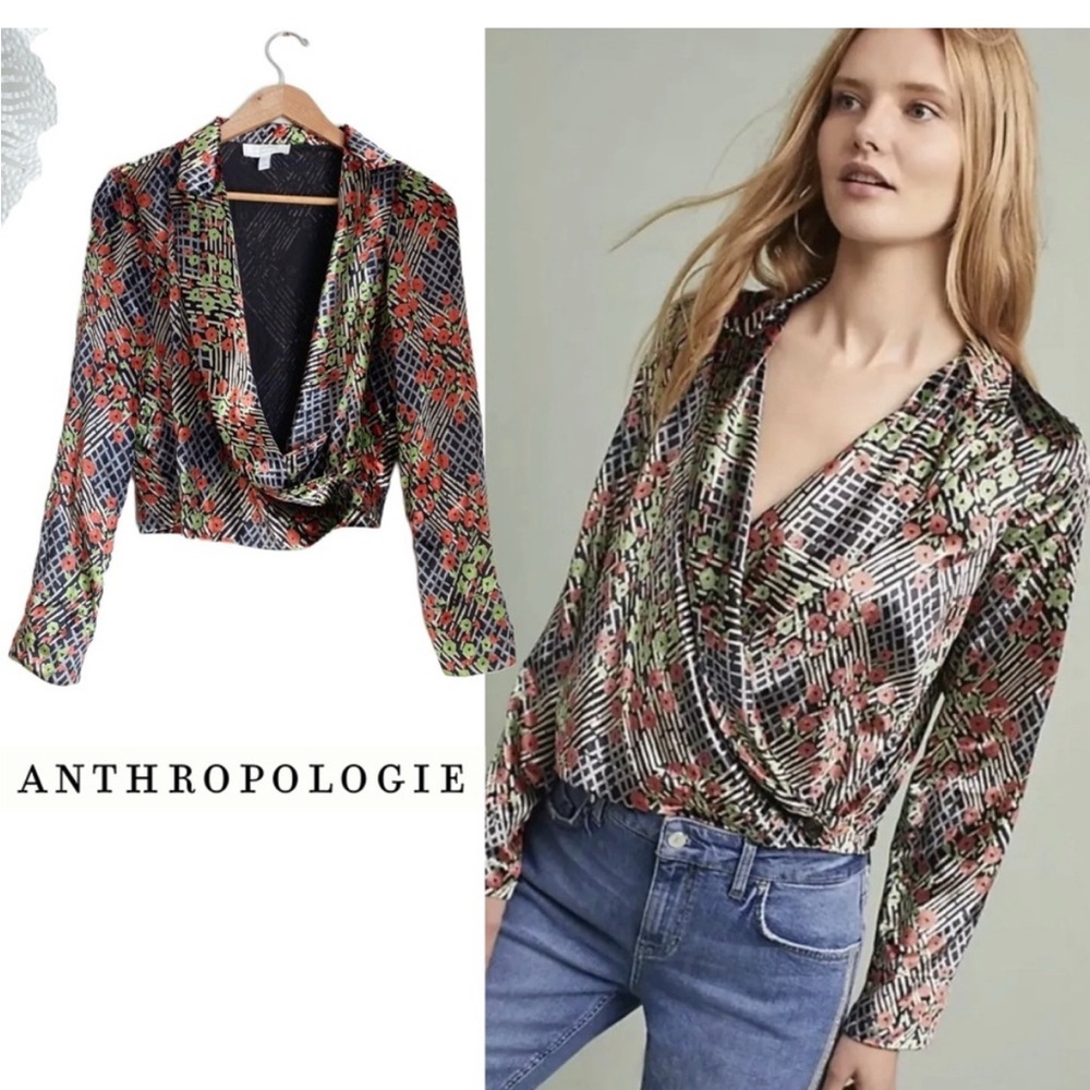 Anthropologie Velvet Statement Convertible 3-in-1 Wrap Blazer & Top ✨Size 2